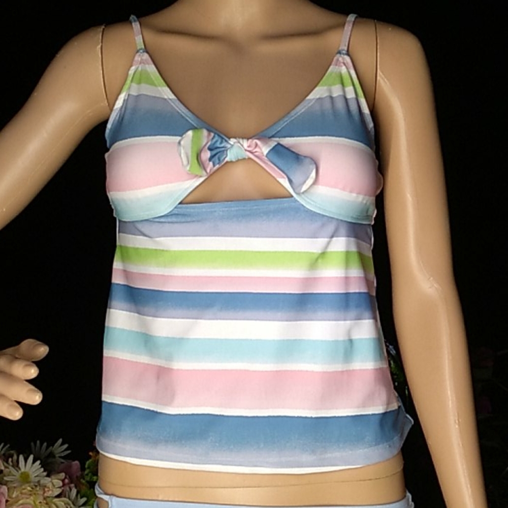 NWOT "True Craft" stripped pastel tankini